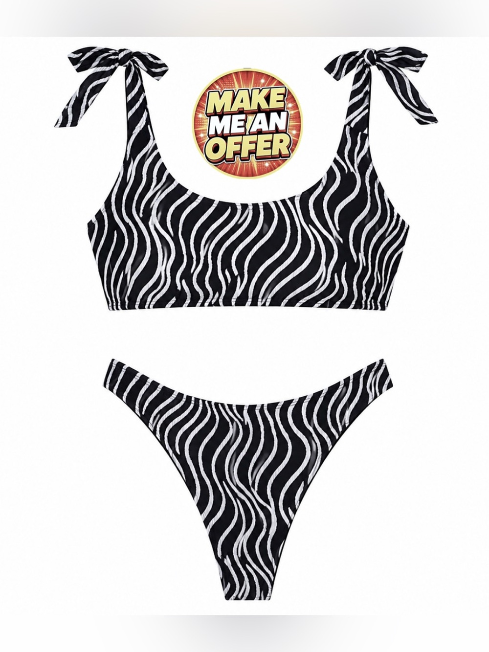 Brand New Black & White Print Bikini Set - SZ L